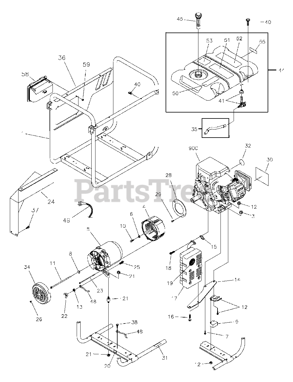 Husky 0304360 Husky 5,000 Watt Portable Generator Main Unit Parts