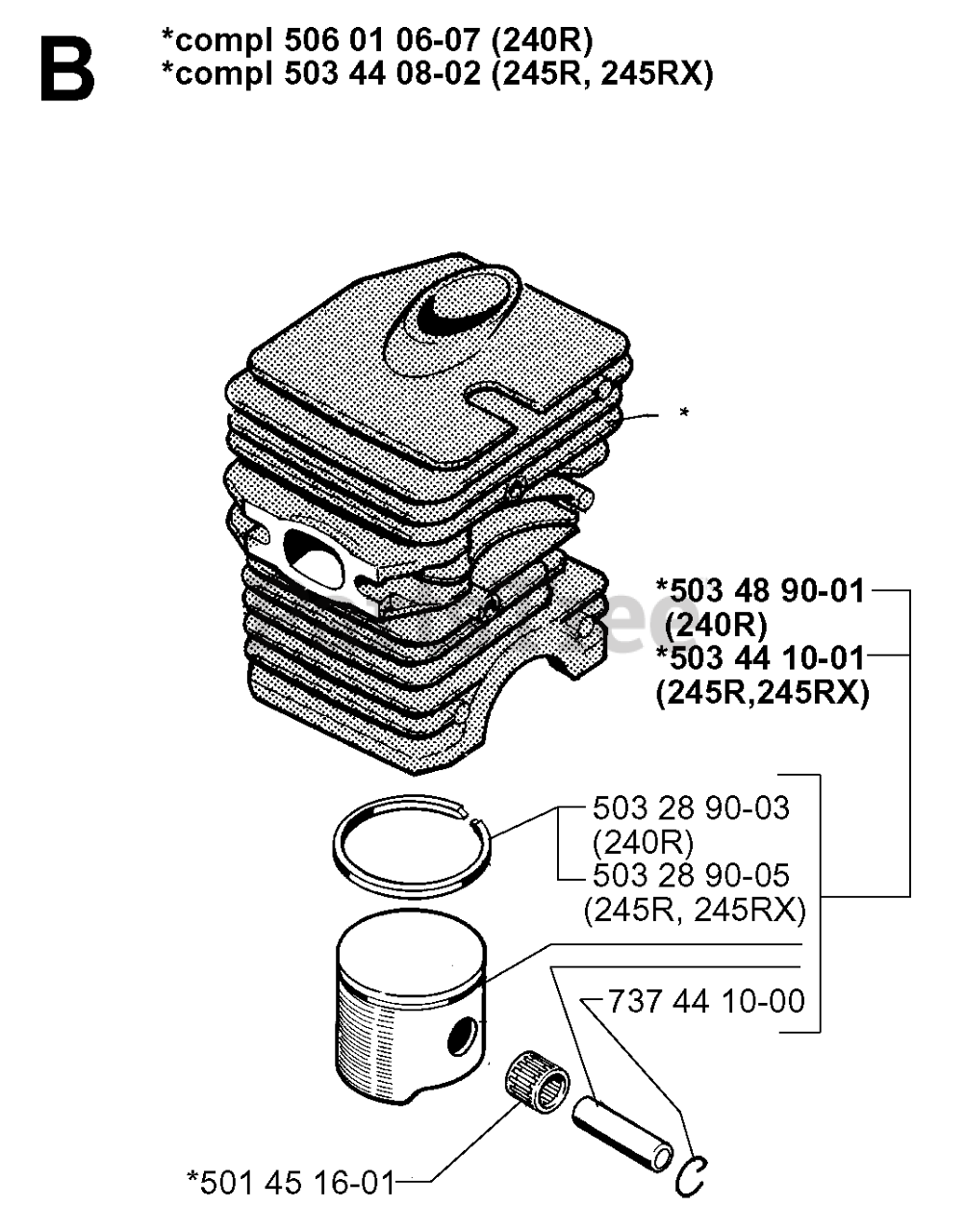 Husqvarna 245 Rx Husqvarna String Trimmer Sn 19984000001 20023100000 Cylinder Piston