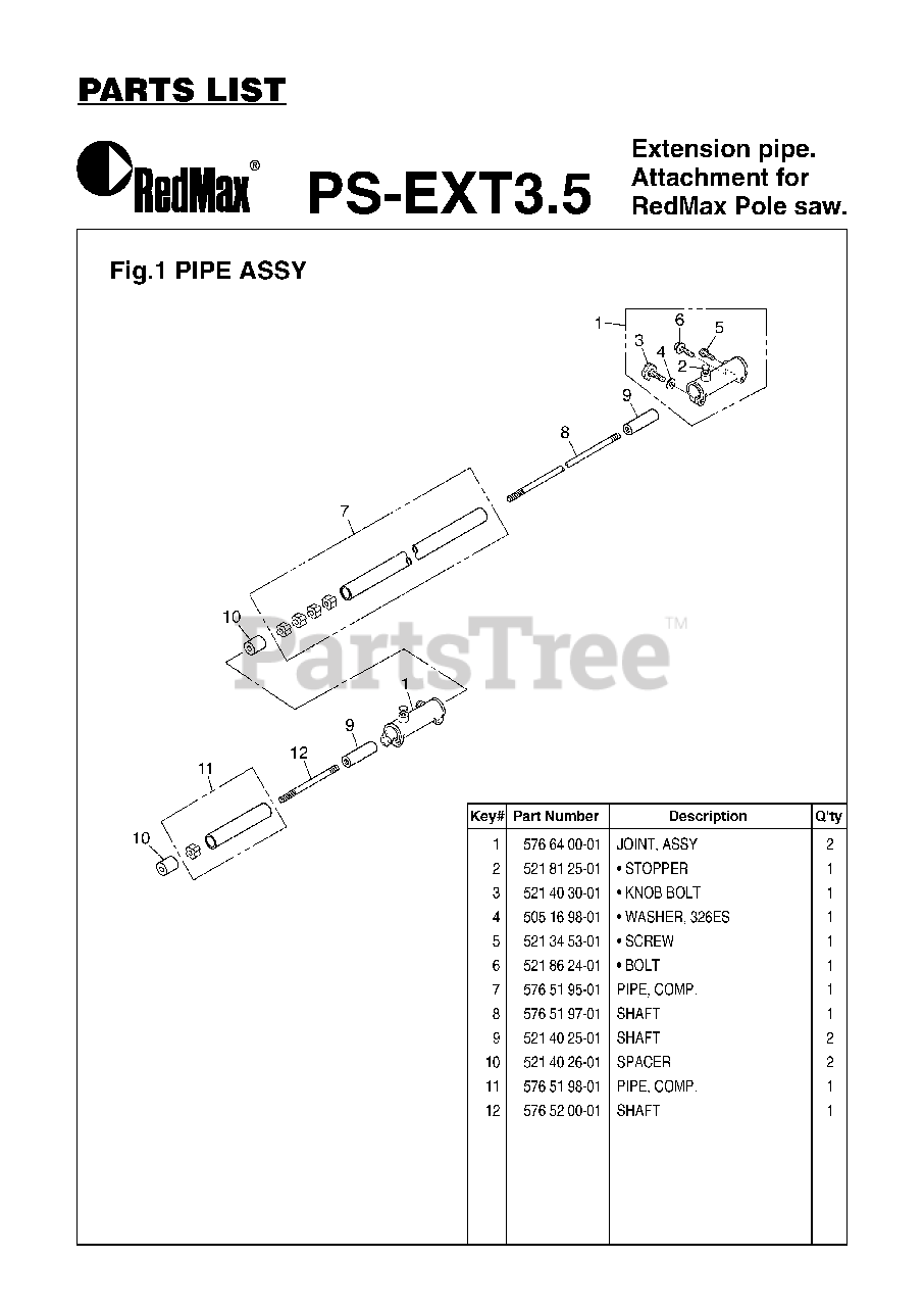 RedMax PS-EXT3.5 - RedMax Pole Saw Extension (2010-06) 001 ...