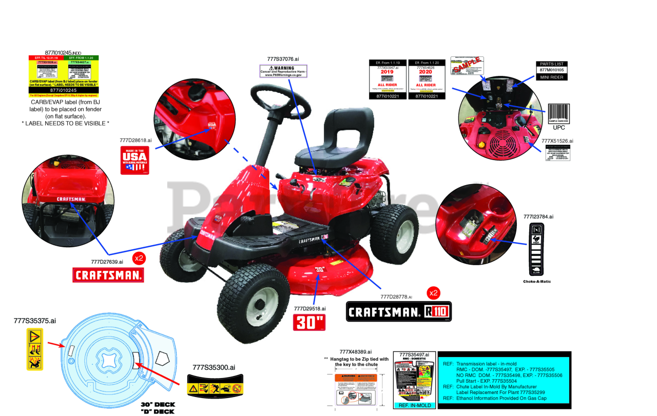 Craftsman R 110 (CMXGRAM1222292) (13AC26JD293) Craftsman Lawn Tractor