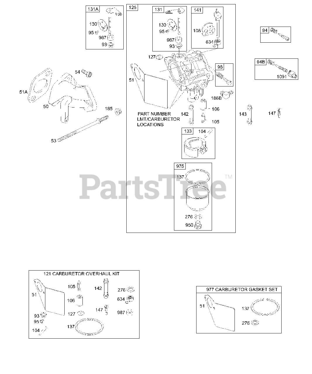 Briggs And Stratton 197412 0116 01 Briggs And Stratton Horizontal Engine Carburetor Group Parts 8712