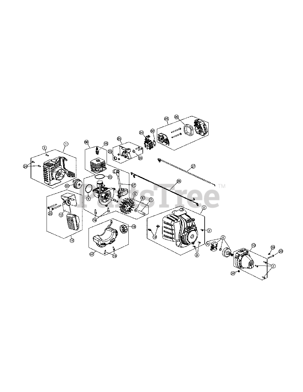 Craftsman 316791020 41ad322c799 Craftsman String Trimmer Sears Engine Assembly Parts 3464