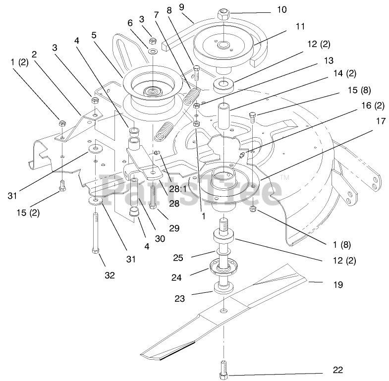 Toro 78216 - Toro 38" Side-Discharge Mower Deck for 260 ...