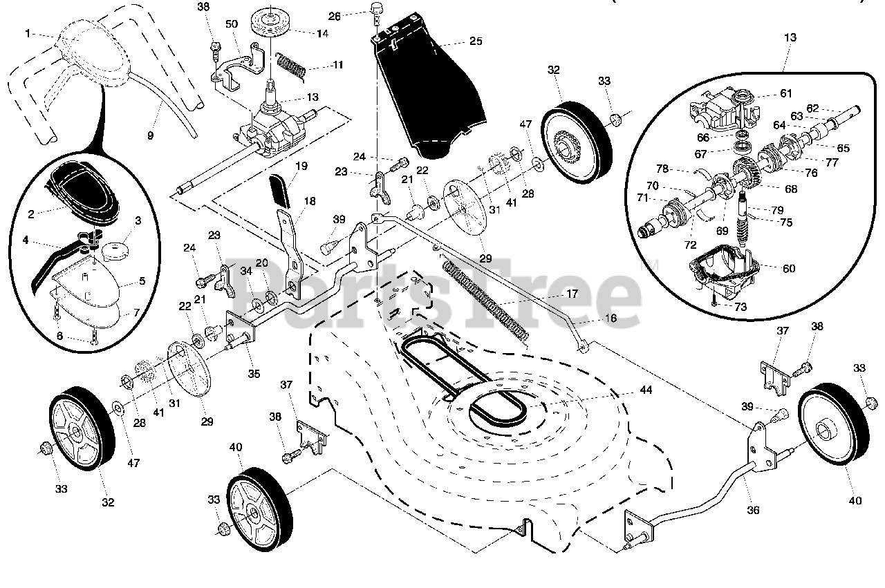 Poulan Pro Pr 160y21rdp 961420045 00 Poulan Pro Walk Behind Mower 2008 01 Drive Parts 7880