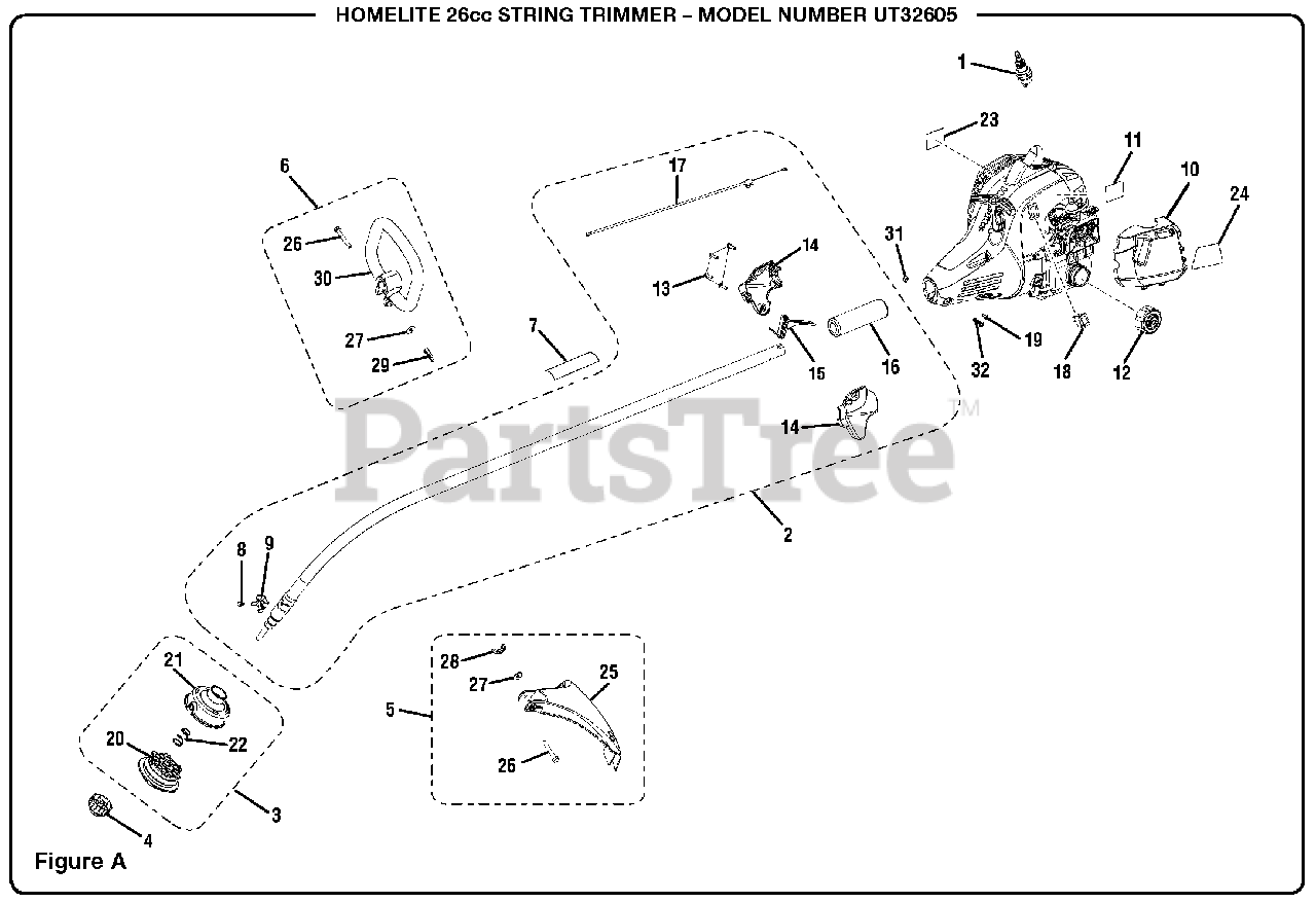 Homelite Ut 32605 Homelite String Trimmer 26cc Figure A Parts Lookup With Diagrams Partstree 1299