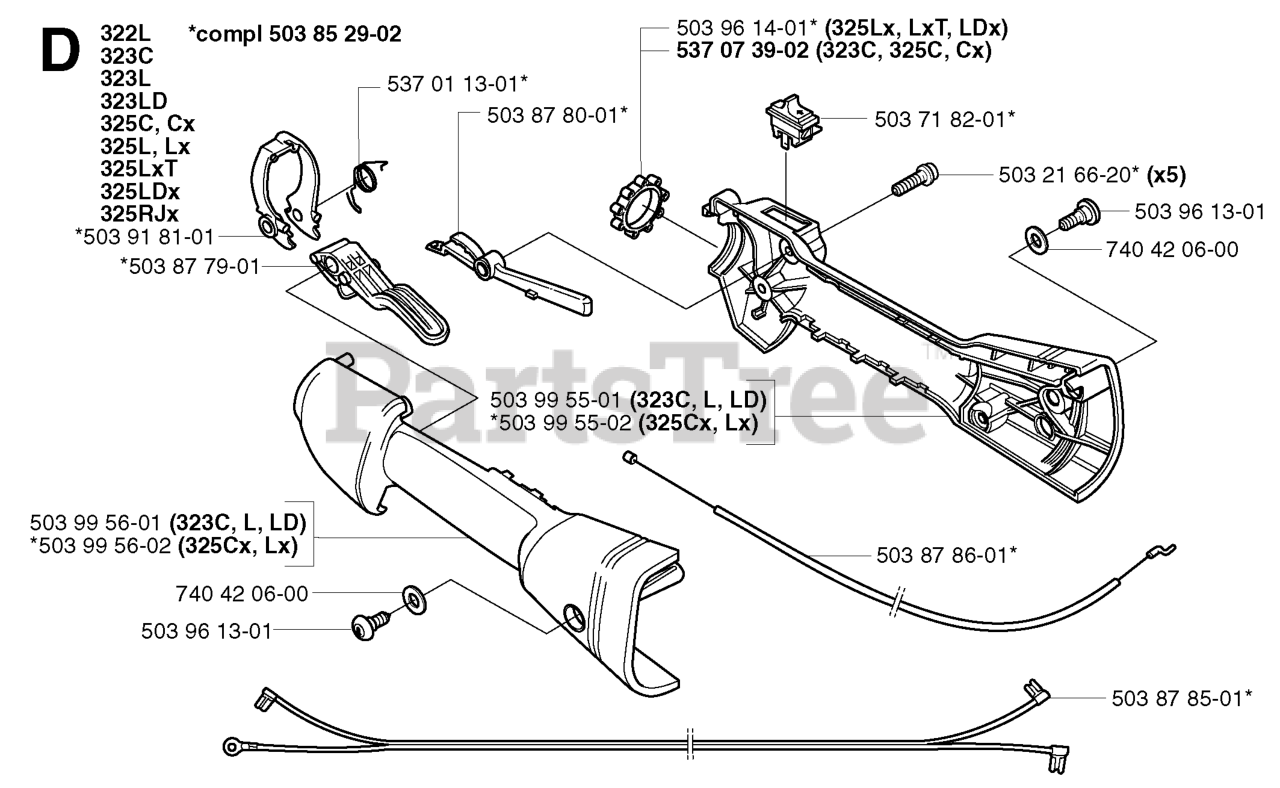 Husqvarna 325 Rdx Husqvarna String Trimmer Sn 20020100001 20051800000 Throttle Controls 1383