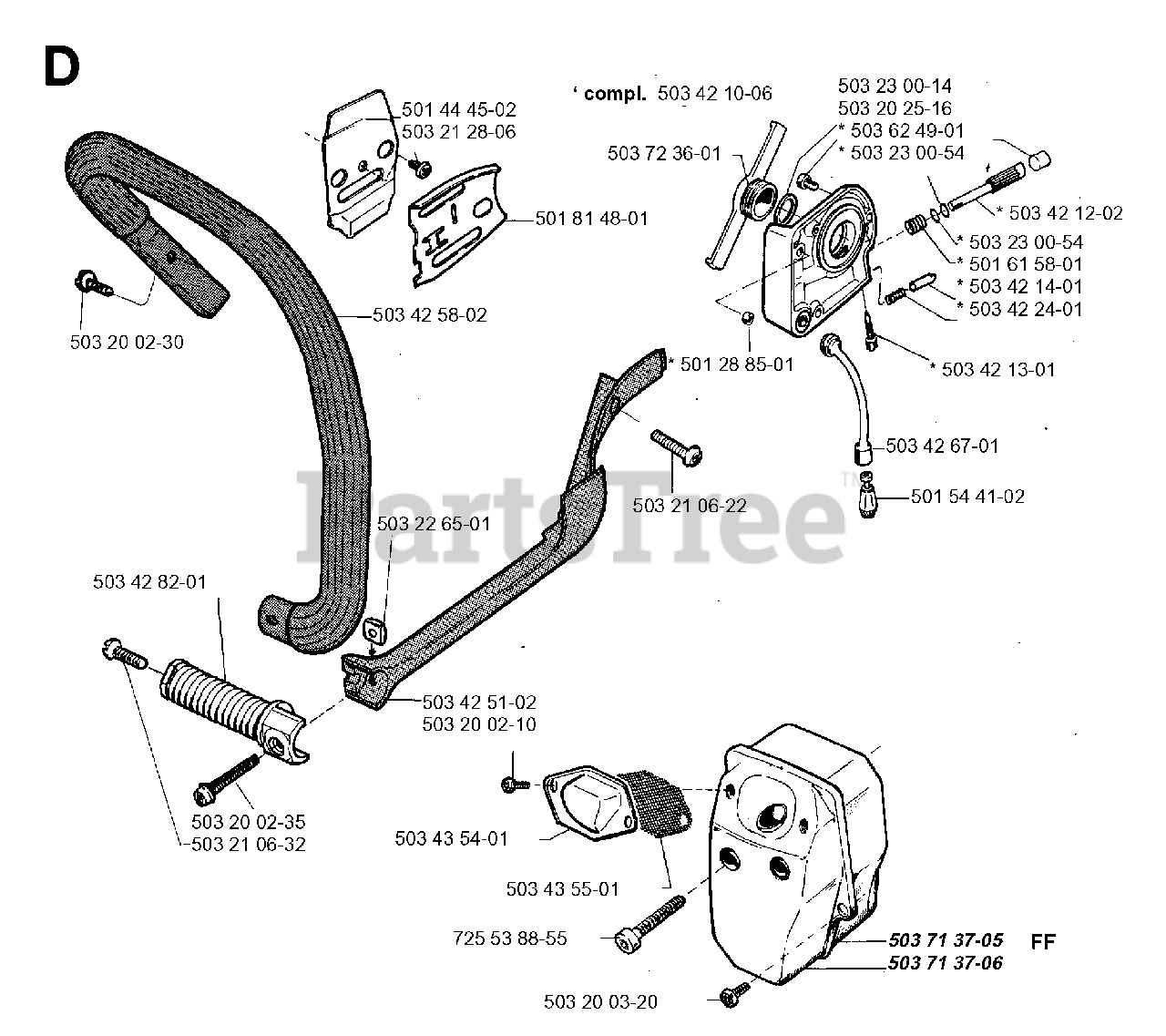 Jonsered 2083 - Jonsered Chainsaw (1995-05) FRONT HANDLE MUFFLER OIL ...